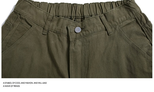 Workwear Rivet Shorts a Gamba Larga – Casual Loose, Vita Media