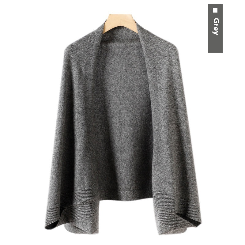 Women's Cashmere Shawl Knitting Cape Dual Purpose Scarf