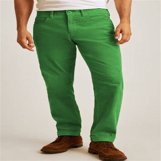 Corduroy Solid Color Loose Casual Straight Trousers