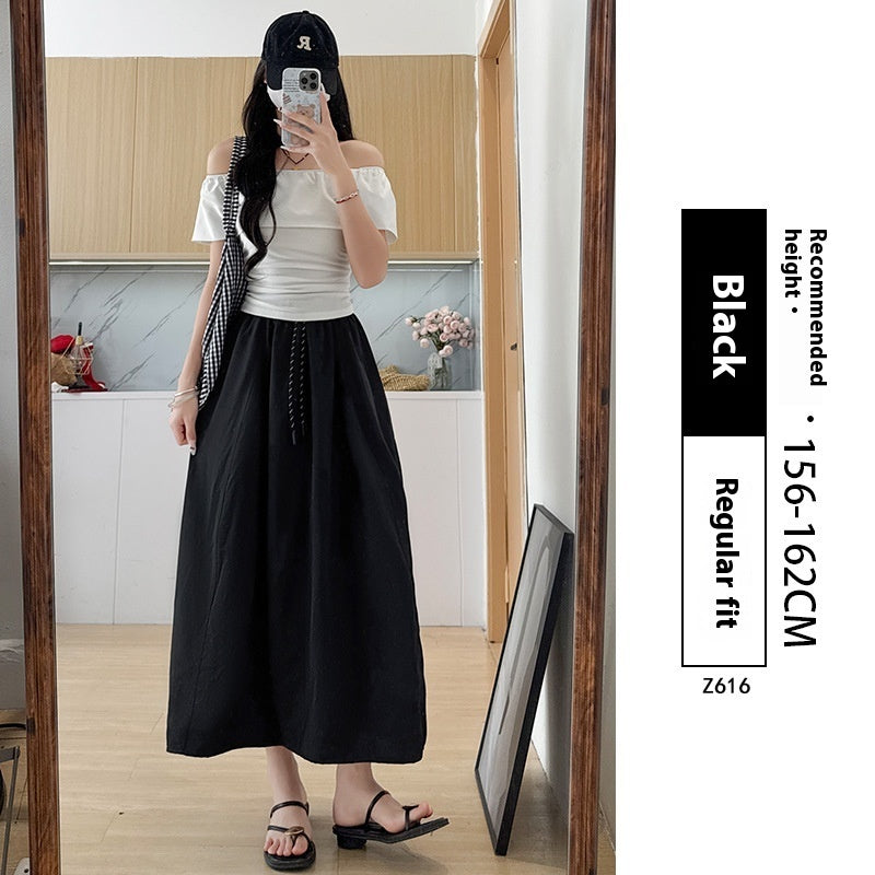 High Waist A- Line Plus Size Small Ice Silk Workwear Skirt