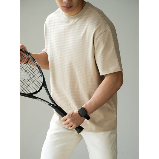 Raglan Sleeve Simple And Breathable Anti-wrinkle Striped Short Sleeve