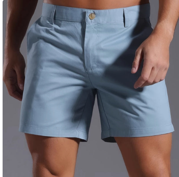 Men's Casual Sports Shorts – Pantaloncini Coreani a Gamba Dritta, Colori Solidi