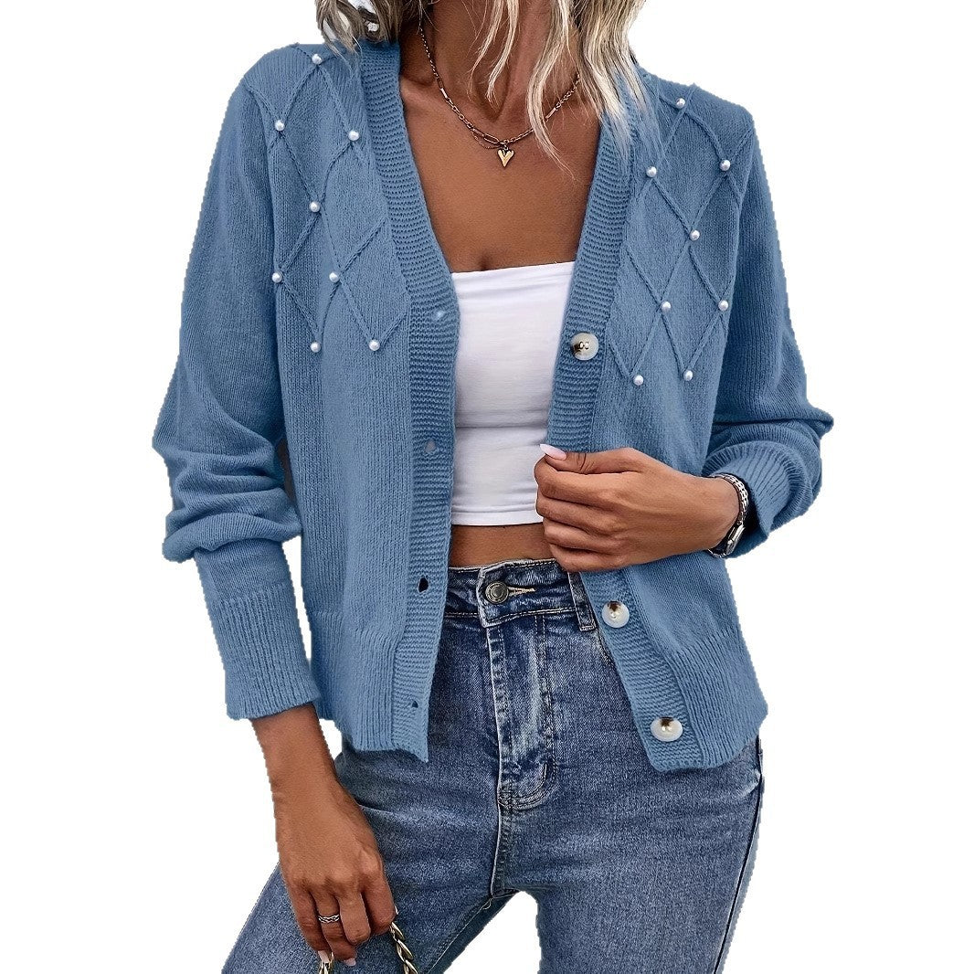 Autumn And Winter Women's Cardigan Sweater V-neck