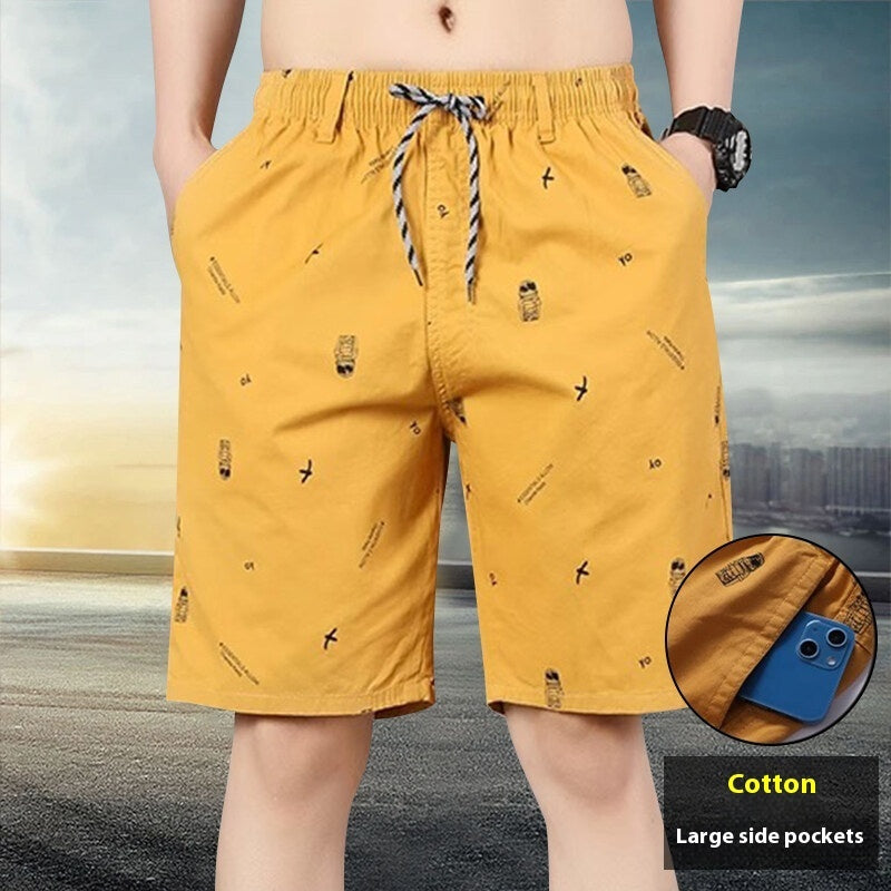 Pantaloni Uomo Estivi Larghi β Cropped Pants Casual da Spiaggia, Cotone Leggero β