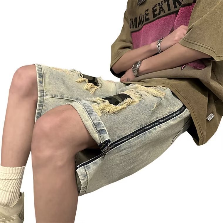Shorts Uomo Estivi Denim – Ripped Camouflage, Casual e Trendy