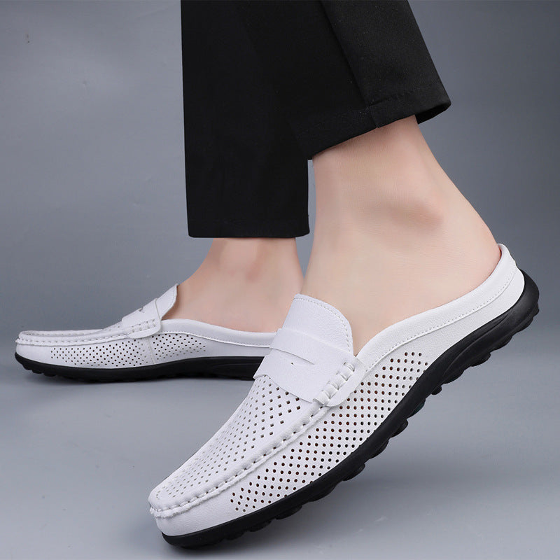 Scarpe Uomo Casual in Pelle Traforata – Mezza Ciabatta Traspirante