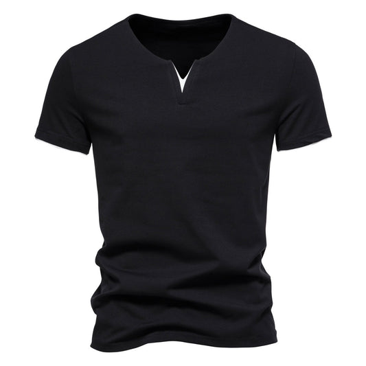 V-neck T-shirt Men's Short-sleeved Men's Summer Stretch Bottoming Shirt