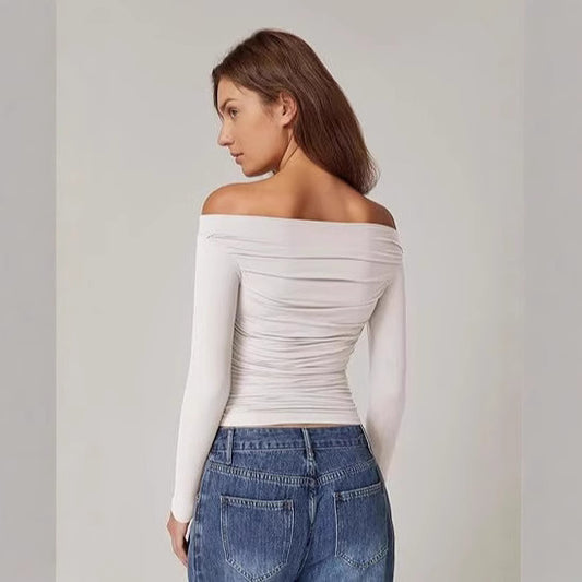 Top Donna a Spalle Scoperte con Maniche Lunghe