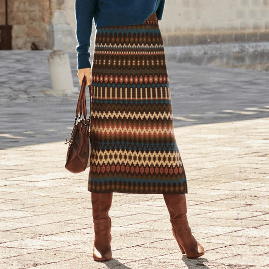 Fashion Printing High Waist Slit Women's Skirt