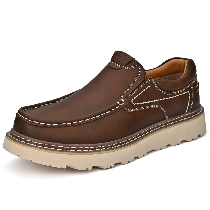 Scarpe Uomo Basse Casual – Suola Spessa, Punta Tonda in Pelle