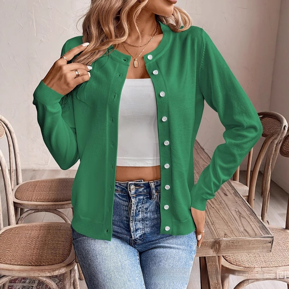 Women's Classic Slim Fit Slimming Long Sleeves Knitted Cardigan Outer Wear