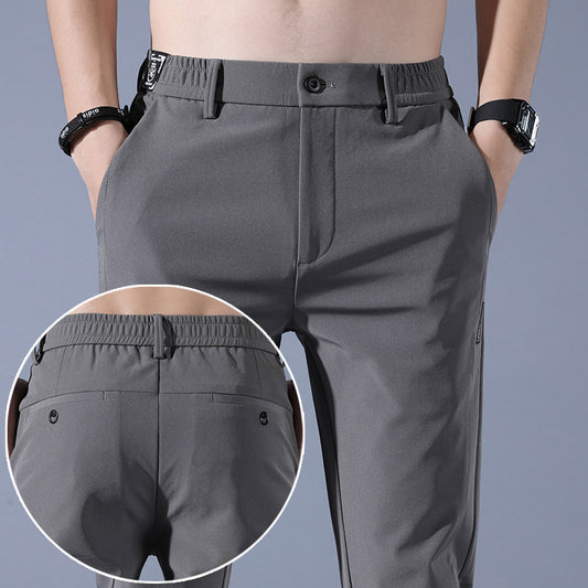 Summer Thin Ice Silk Men's Simple Smooth Stretch Casual Pants