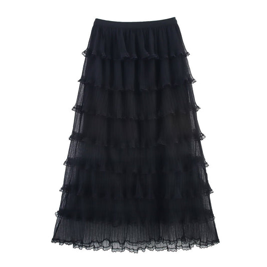 Lace Pleated Net Yarn Cake Skirt