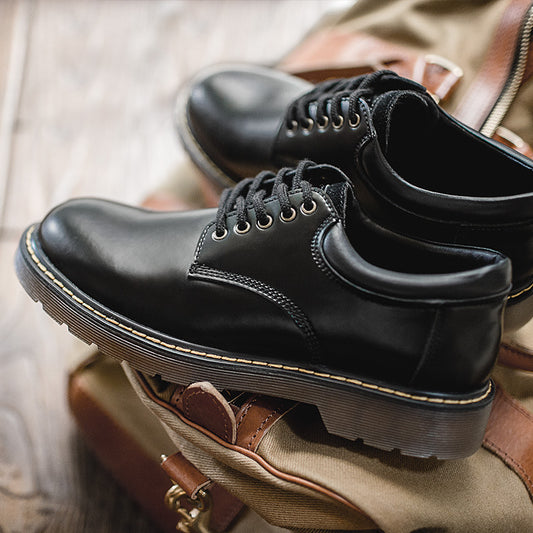Scarpe Uomo da Lavoro Casual Stile British in Vera Pelle Punta Tonda