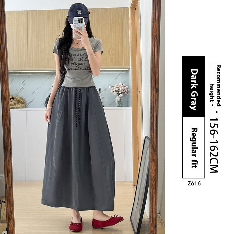 High Waist A- Line Plus Size Small Ice Silk Workwear Skirt