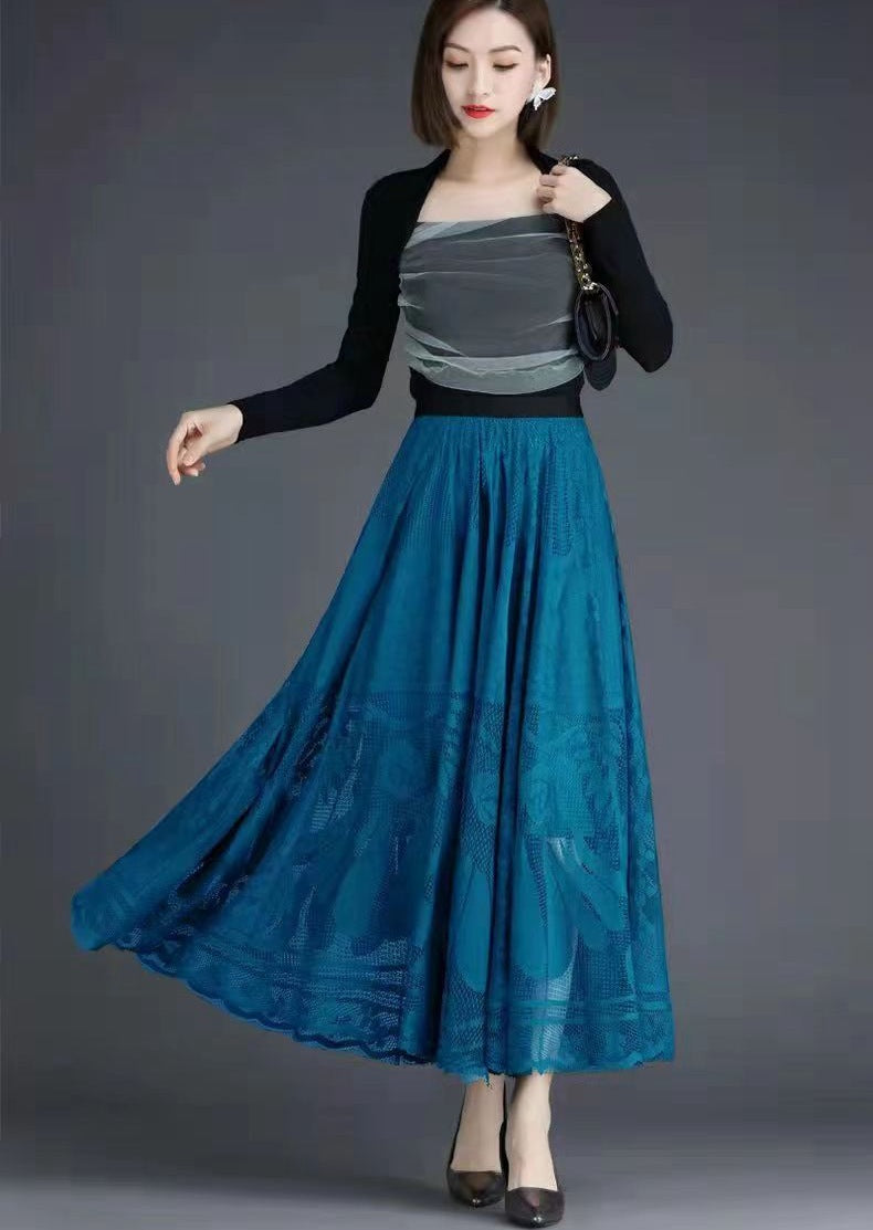 High Waist Slimming Large Hem A- Line Gauzy Skirt