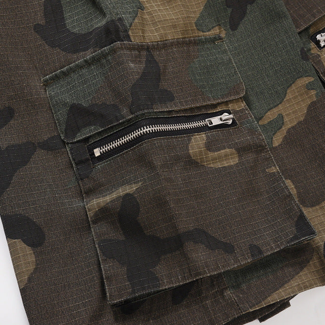 Pantaloncini Cargo Uomo Camouflage – Shorts Workwear Multitasche in Cotone, Larghi e Resistenti