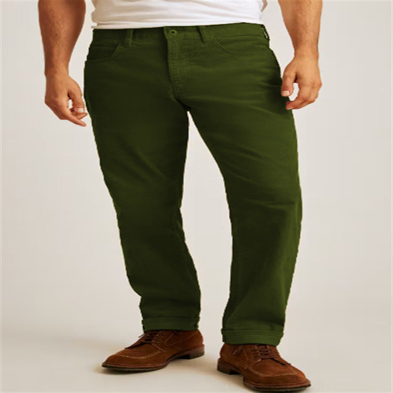 Corduroy Solid Color Loose Casual Straight Trousers