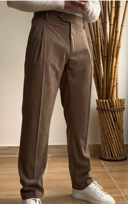 Pantaloni Donna Business Casual Vita Alta Slim Fit Marrone