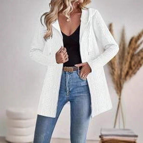 Casual Loose-fitting Women's Hoodie With Drawstrings Jacket Coat