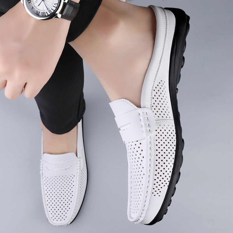 Scarpe Uomo Casual in Pelle Traforata – Mezza Ciabatta Traspirante