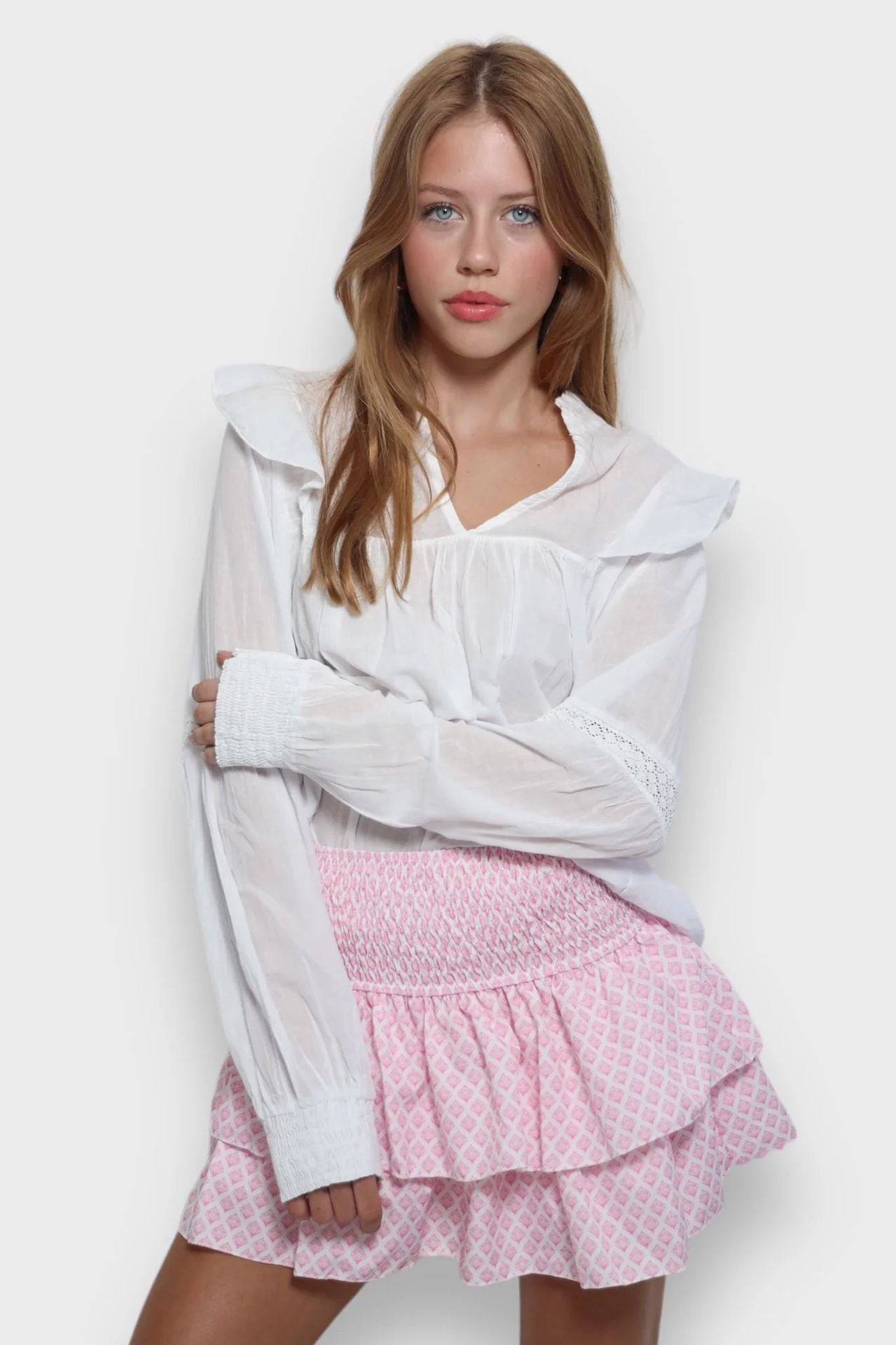 New Skirt Casual Smocking Cake Stripe Printing