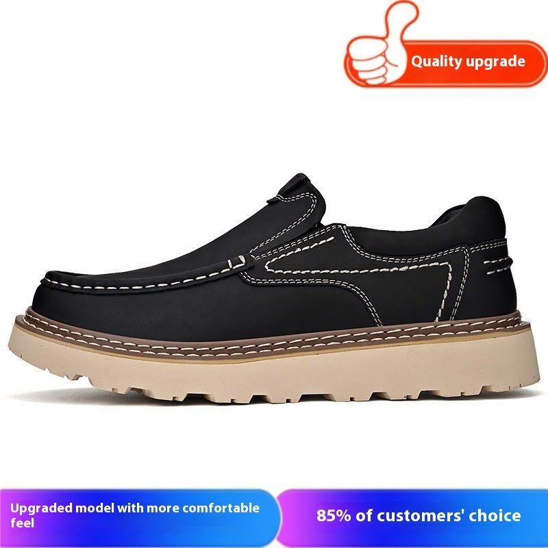 Scarpe Uomo Basse Casual – Suola Spessa, Punta Tonda in Pelle