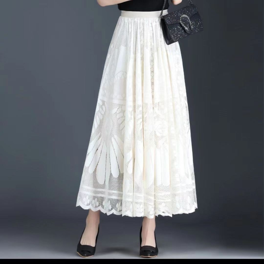 High Waist Slimming Large Hem A- Line Gauzy Skirt