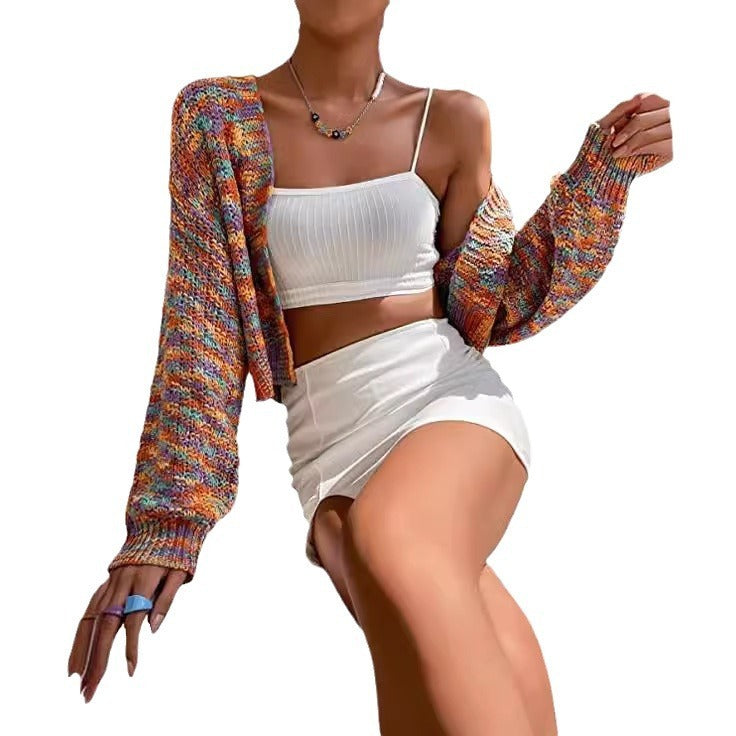 Women's Retro Colorized Sweater Casual Jacket