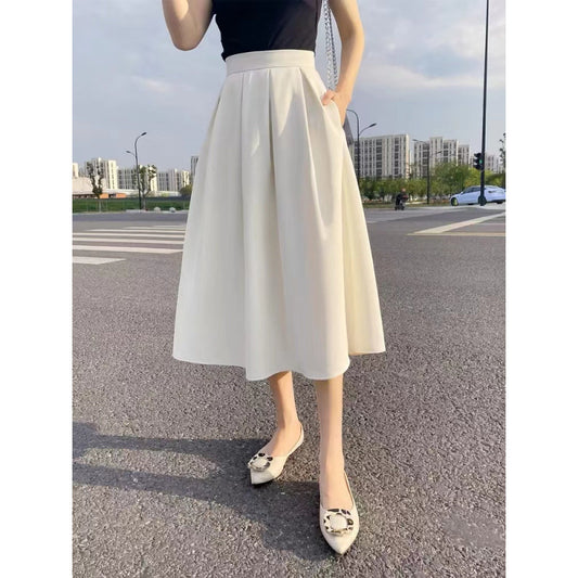 Women's Mid-length Skirt High Waist Pleated Skirt