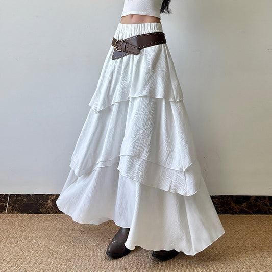 Vacation Style Low Waist Multi-layer Irregular Stitching Skirt