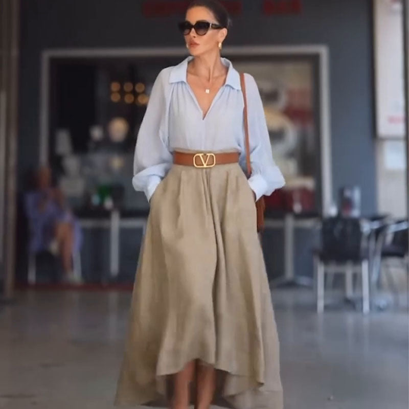 Autumn New Fashion Simple Pure Color All-matching Temperament Skirt