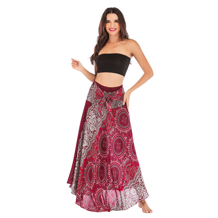 Casual Half-length Beach Vacation Two-way Large Swing Skirt