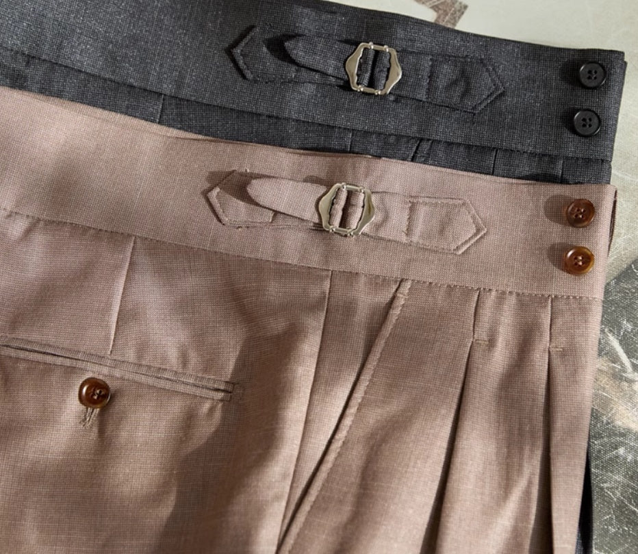 Retro Italian Wool Blended Lightweight Casual Suit Pants