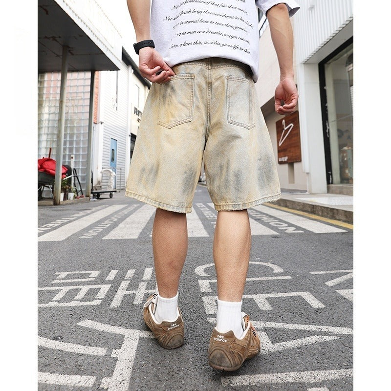 ๐ Pantaloncini Uomo in Denim Strappato โ Effetto Vintage e Stile Casual ๐