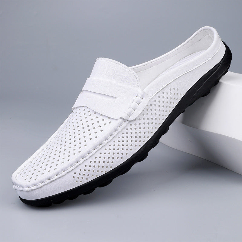 Scarpe Uomo Casual in Pelle Traforata – Mezza Ciabatta Traspirante