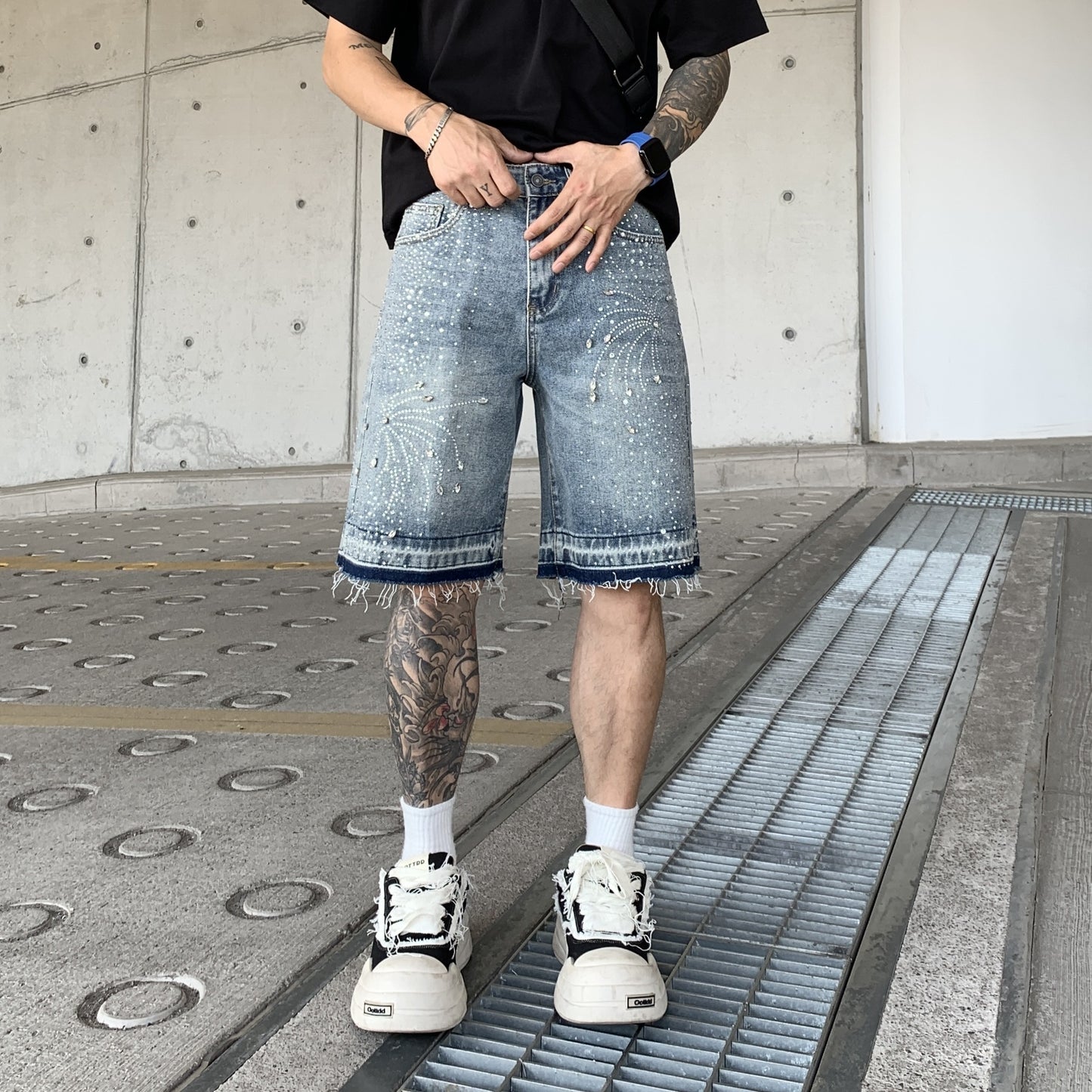 Pantaloni Uomo a Taglio Corto con Effetto Gradiente – Stile Casual Elegante da Lavoro e Tempo Libero
