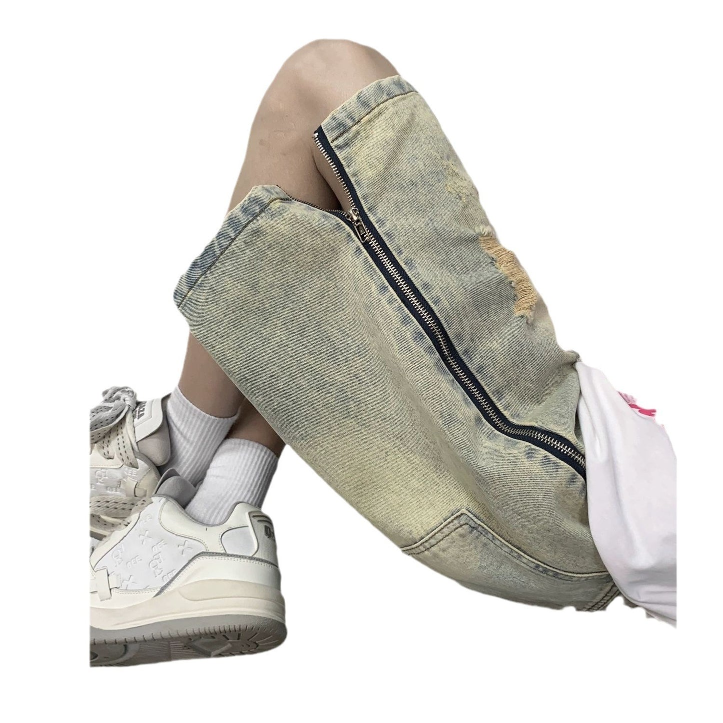 Shorts Uomo Denim Ripped – Vintage Blu, Larghi Cinque Punti