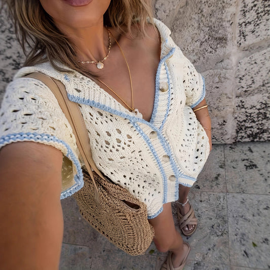 Women's All-matching Lace Cutout Knitted Cardigan Top