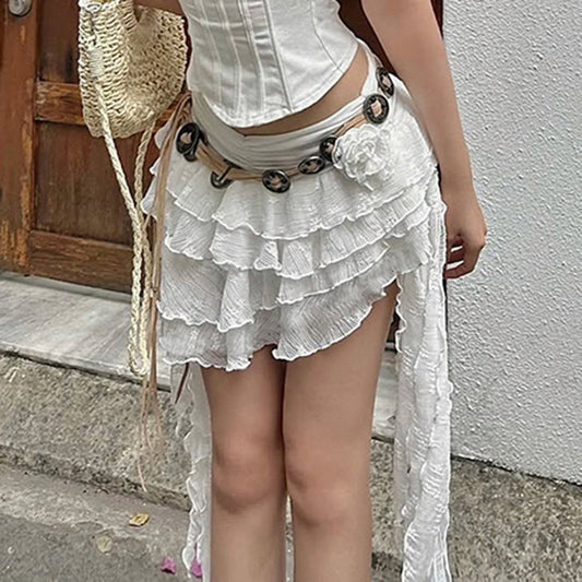 Vacation Style Three-dimensional Flower Lace Strap Skirt