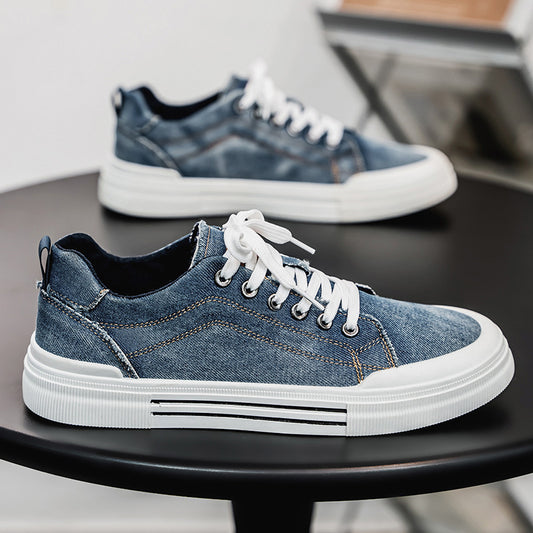 Men's Korean-style Fashion Plus Size Low-top Casual Denim All-matching Sneakers
