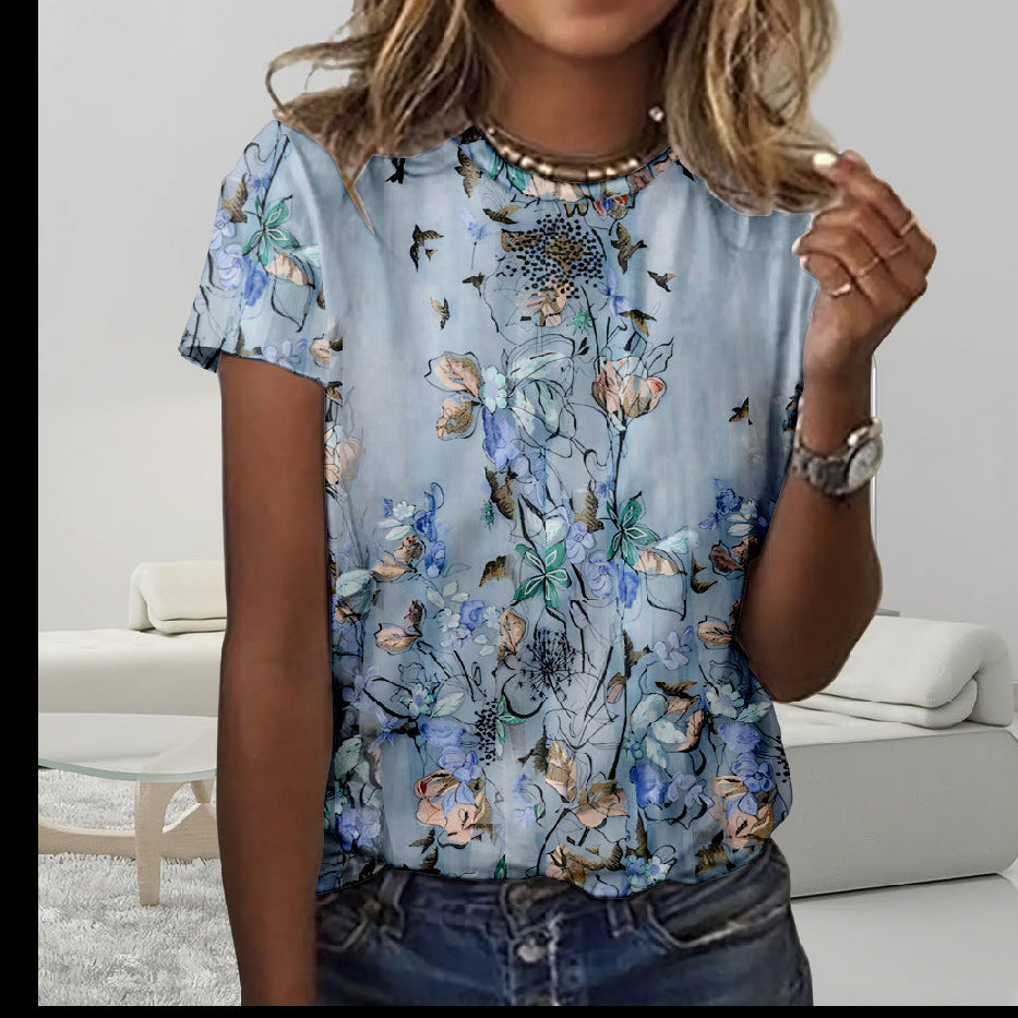 👕 T-shirt donna con stampa digitale – Girocollo casual