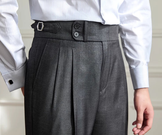 Retro Italian Wool Blended Lightweight Casual Suit Pants