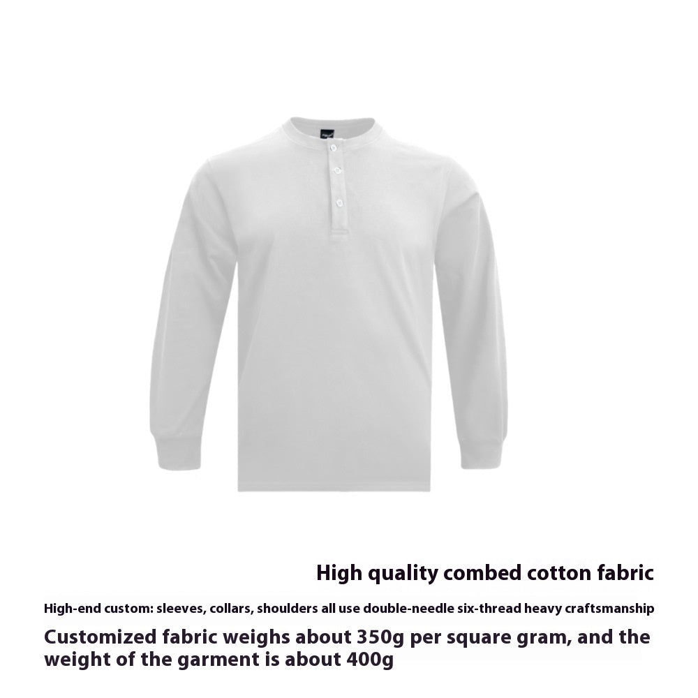 American Retro 320g Heavy Henley Shirt Slim Cotton T-shirt