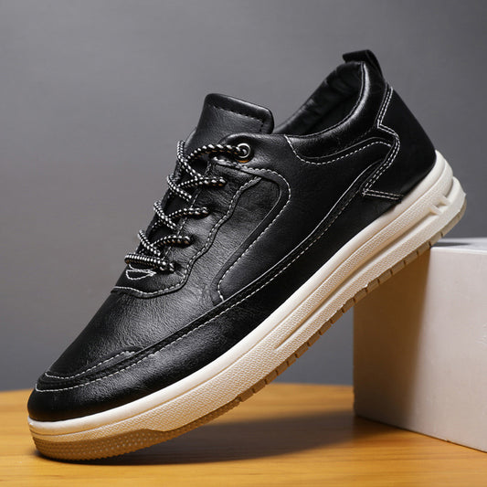Leather Surface Men's Low-top Sneakers Warm Casual Shoes