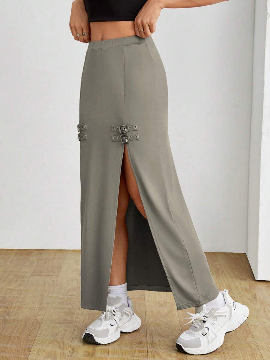 Street Slim-fit Sheath High Slit Skirt
