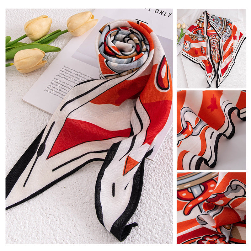 Vintage Print Polyester Fashion Scarf Dual-use Shawl