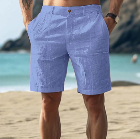 Shorts casual cotone e lino, modello Five-poin