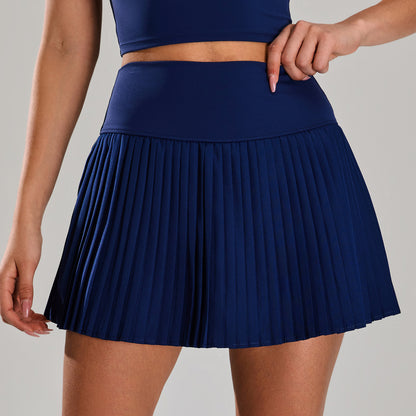 High Waist Pleated Sports Short Skirt Women's Outdoor Fitness Fake Two-piece Tennis Culottes