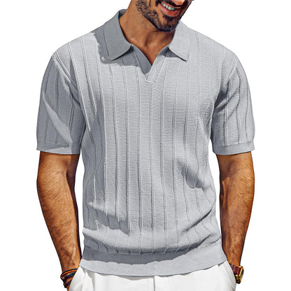Men's Breathable V-neck Hollow Lapel Knitwear